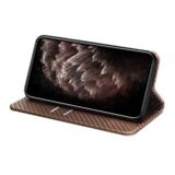 Peňaženkové kožené puzdro Carbon Fiber na Samsung Galaxy A05s - Hnedá