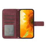 Peňaženkové kožené puzdro Sunflower Embossed na Galaxy A55 5G - Vínovo červená