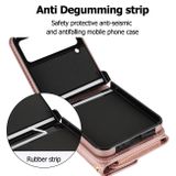 Peňaženkové kožené puzdro Rhombic Texture na Samsung Galaxy Z Flip4 - Ružové zlato