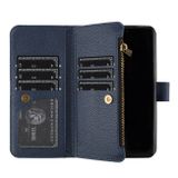Peňaženkové kožené puzdro Litchi na Samsung Galaxy Z Fold5 - Modrá
