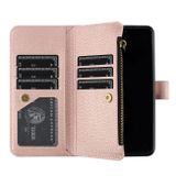 Peňaženkové kožené puzdro Litchi na Samsung Galaxy Z Fold5 - Ružovozlatá