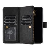 Peňaženkové kožené puzdro Litchi na Samsung Galaxy Z Fold4 - Čierna