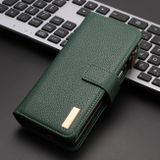 Peňaženkové kožené puzdro Litchi na Samsung Galaxy Z Fold4 - Zelená