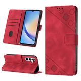 Peňaženkové kožené puzdro Skin-feel Embossed na Galaxy A35 5G - Červená