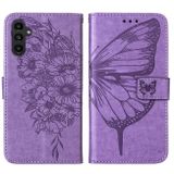 Peňaženkové kožené puzdro Butterfly na Samsung Galaxy A24/A25 5G - Fialová
