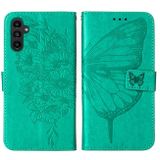 Peňaženkové kožené puzdro Butterfly na Samsung Galaxy A24/A25 5G - Zelená