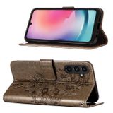 Peňaženkové kožené puzdro Embossed Butterfly na Samsung Galaxy A05s - Šedá