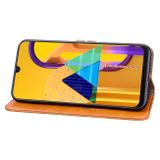 Peňaženkové kožené puzdro na Samsung Galaxy M21 -Oranžová