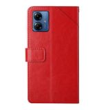 Peňaženkové kožené puzdro Y-Shaped Pattern na Moto G54 5G / G54 5G Power Edition - Červená