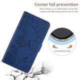 Peňaženkové kožené puzdro Butterfly Embossed Skin Feel na Moto G54 5G / G54 5G Power Edition - Modrá