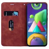 Peňaženkové kožené puzdro na Samsung Galaxy M21 -Hnedá