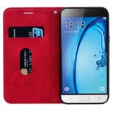 Peňaženkové kožené puzdro na Samsung Galaxy J3 (2016) - Červený