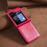 Kožený kryt Butterflies na Samsung Galaxy Z Flip 5 - Ružovočervená