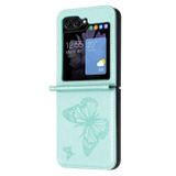 Kožený kryt Butterflies na Samsung Galaxy Z Flip 5 - Zelená