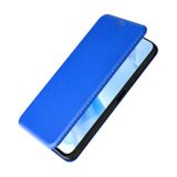Peňaženkové kožené puzdro Carbon Fiber na Honor 90 Lite - Modrá