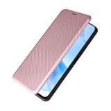 Peňaženkové kožené puzdro Carbon Fiber na Honor 90 Lite - Ružová