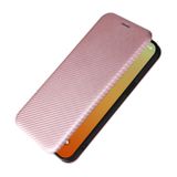 Peňaženkové kožené puzdro Carbon na iPhone 15 Pro Max - Ružová