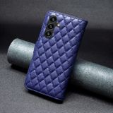 Peňaženkové kožené puzdro Diamond Lattice na Samsung Galaxy A05s - Modrá