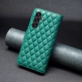 Peňaženkové kožené puzdro Diamond Lattice na Samsung Galaxy A05s - Zelená
