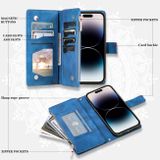 Peňaženkové kožené puzdro Totem na iPhone 15 Pro - Modrá