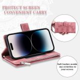 Peňaženkové kožené puzdro Totem na iPhone 15 Pro - Ružová