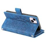 Peňaženkové kožené puzdro MULTI-CARD na iPhone 15 Plus – Modrá
