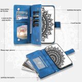 Peňaženkové kožené puzdro MULTI-CARD na iPhone 15 Plus – Modrá