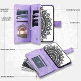 Peňaženkové kožené puzdro MULTI-CARD na iPhone 15 Plus – Fialová