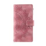 Peňaženkové kožené puzdro Totem na iPhone 15 - Ružová