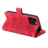 Peňaženkové kožené puzdro Multi-Card na iPhone 14 Pro - Červená
