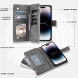 Peňaženkové kožené puzdro Multi-Card na iPhone 14 Pro - Sivá