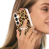 Ring Holder kryt Electroplating na Samsung Galaxy S24 Plus 5G - Leopard Print