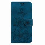 Peňaženkové kožené puzdro Lily Embossed na Honor 90 Lite - Tmavo modrá