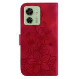 Peňaženkové kožené puzdro Lily na Motorola Edge 40 - Červená
