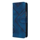 Peňaženkové kožené puzdro Lines na Samsung Galaxy Z Fold4 - Modrá