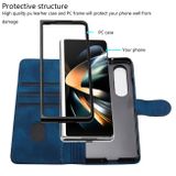 Peňaženkové kožené puzdro Lines na Samsung Galaxy Z Fold4 - Modrá