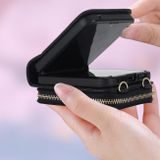 Peňaženkové kožené puzdro Rhombic na Samsung Galaxy Z Flip 5 - Čierna