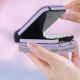 Peňaženkové kožené puzdro Rhombic na Samsung Galaxy Z Flip 5 - Fialová