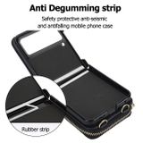 Peňaženkové kožené puzdro Rhombic na Samsung Galaxy Z Flip4 - Čierna