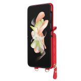 Peňaženkové kožené puzdro Rhombic na Samsung Galaxy Z Flip4 - Červená
