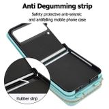 Peňaženkové kožené puzdro Rhombic na Samsung Galaxy Z Flip4 - Tyrkysová