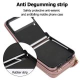 Peňaženkové kožené puzdro Rhombic na Samsung Galaxy Z Flip4 - Ružové zlato