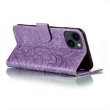 Peňaženkové kožené puzdro Lace na iPhone 15 - Fialová