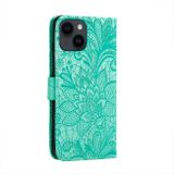 Peňaženkové kožené puzdro Lace na iPhone 15 - Zelená
