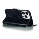 Peňaženkové kožené puzdro Lace na iPhone 15 Pro - Tmavo modrá