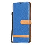 Peňaženkové kožené puzdro Color Block Denim na Motorola G14 - Royal Blue
