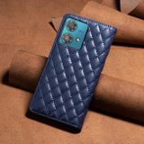 Peňaženkové kožené puzdro Diamond Lattice na Motorola Edge 40 Neo - Modrá