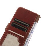 Peňaženkové kožené puzdro Genuine Leather na Motorola Moto G04/ G24 - Hnedá