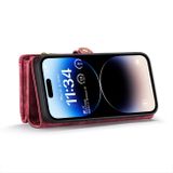 Multifunkčné peňaženkové puzdro CASEME na iPhone 15 Pro - Červená