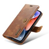 Peňaženkové kožené puzdro DG.MING na iPhone 15 Plus - Hnedá